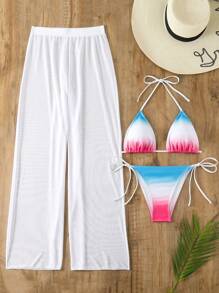 SHEIN Swim Gradient Halter Neck Bikini Set Summer - Multicolor - View 3