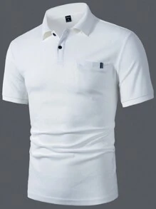 Manfinity Homme 男士短袖帶口袋polo衫 - 白色 - 查看 6