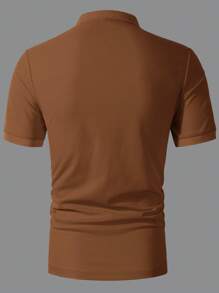 Manfinity Homme Polo De Manga Corta De Color Liso Para Hombre - Marrón - Ver 2