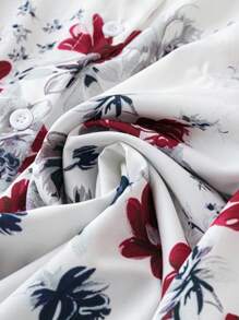 SHEIN LUNE Kích thước lớn Hoa In Tay áo dài Áo sơ mi - Nhiều màu - Xem 5