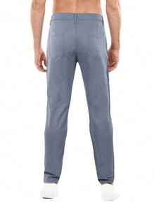 Men Casual Fit Chino Pants - Blue - View 2