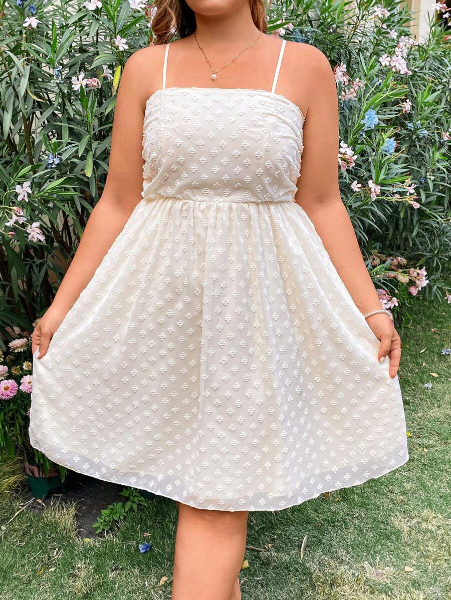 Flirla Plus Size Solid Color Textured Halter Back Knot Sleeveless Dress