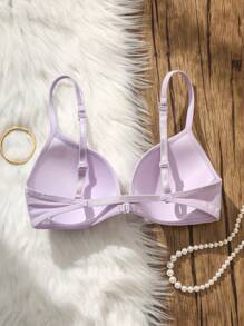 SHEIN 女士純色胸罩 - 淡紫色 - 查看 2