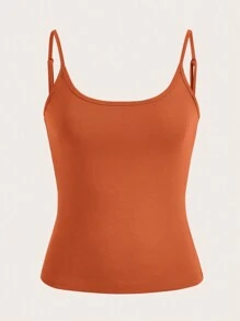 SHEIN BASICS Top de tirantes unicolor para mujer - Color caoba - Ver 1