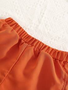 SHEIN 2入組休閒舒適簡約實用的年輕男孩服裝,漸變聚酯t恤與植物圖案及拼接短褲,透氣柔軟,適用於春夏假期與休閒時光 - 彩色 - 查看 7