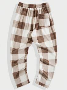 Manfinity VCAY Pantalones Deportivos De Pierna Recta Con Cordón En La Cintura Y Estampado De Cuadros De Punto Para Hombre