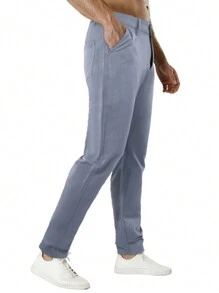 Men Casual Fit Chino Pants - Blue - View 3