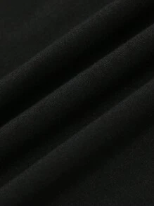 INAWLY 女款純色半排扣修身短袖t恤 - 黑色 - 查看 5