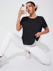 Easithlete Long Sleeve Active Top Workout Tank Top Gym Women Shirts - Black - View 2