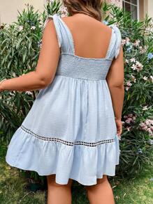 Flirla Rochie Dimensiune Plus Model Floral Cu Tivul Volanat - Albastru - Vizualizare 2