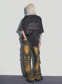 Coolane Women Streetwear Y2K Diamond Pattern Over Size T Shirtfor Concert And Rave Festival