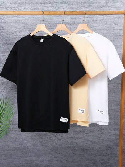 paquete de 3 camisetas de manga corta casuales para jóvenes, multicolor, aptas para el uso diario, casual y escolar