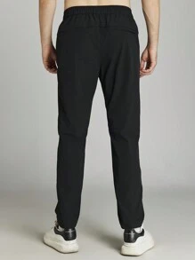 Gym Rark Men's Solid Belted Pocket Outdoor Pants Hiking Clothes - Black - View 2