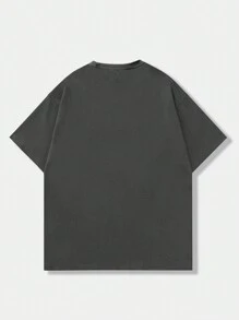 ROMWE MEN Grunge Punk Men's Portrait Printed Short Sleeve T-Shirt, Suitable For Daily Wear In Spring And Summer, School