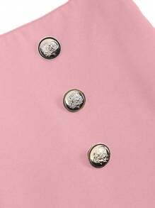 Sweetra Women's Wide Leg Pants With Button Decoration - Pink - View 4