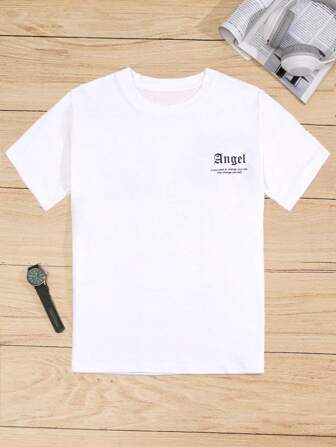 RueChic Männer T-Shirt mit Flügeln & Buchstaben Grafik,