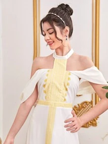 SHEIN Vestido de punto con estampado floral para niña adolescente