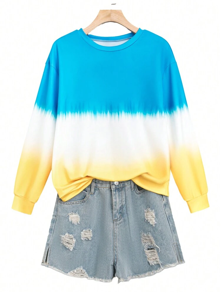 Plus Size Tie-Dye Gradient Sweatshirt
