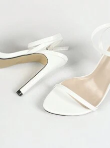 Jin Bei Qi Women's Strap Round Toe Slim High Heel Sandals, Sexy Fashionable Elegant Party Comfortable Gold High Heels,Spring Summer Outfits - White - View 5