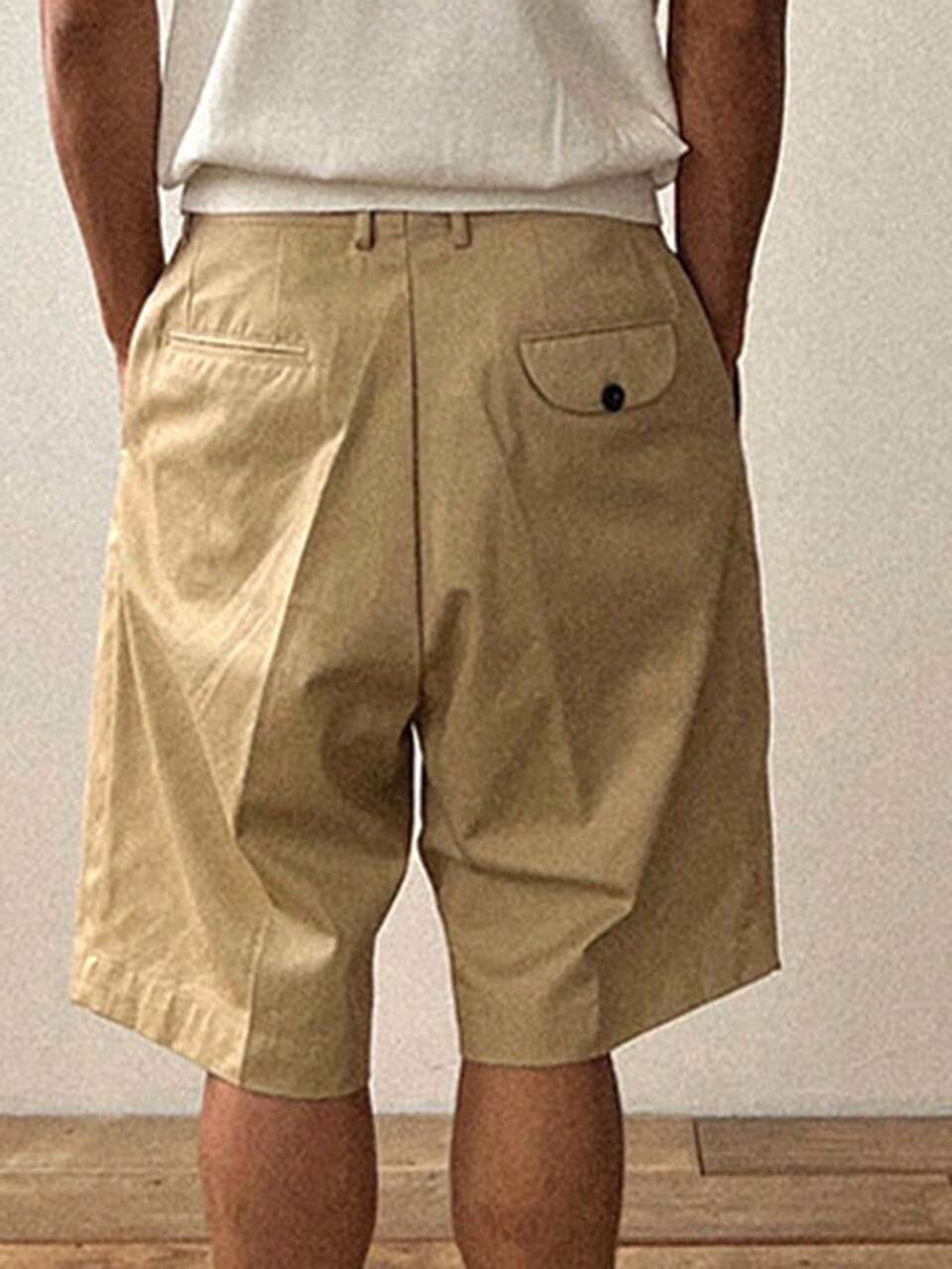 Men's Summer Solid Color Pleated Shorts