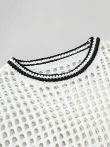 Manfinity RSRT Suéter de Crochet de Punto para Hombre con Rayas y Bloqueado de Colores