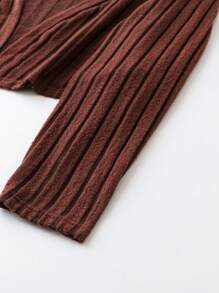 Calvaya Plus Size Women's Ribbed Cardigan & Workwear Strapless Dress Two Piece Set - Brown - View 3