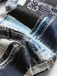 Men's Patchwork Print Casual Jeans - Multicolor - View 3