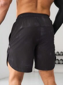 Manfinity Sport Corelite Boyfriend Style Men's Barbell Printed Drawstring Waist Athletic Shorts Jogger Shorts