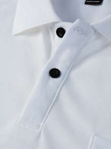 Manfinity Homme 男士短袖帶口袋polo衫 - 白色 - 查看 5