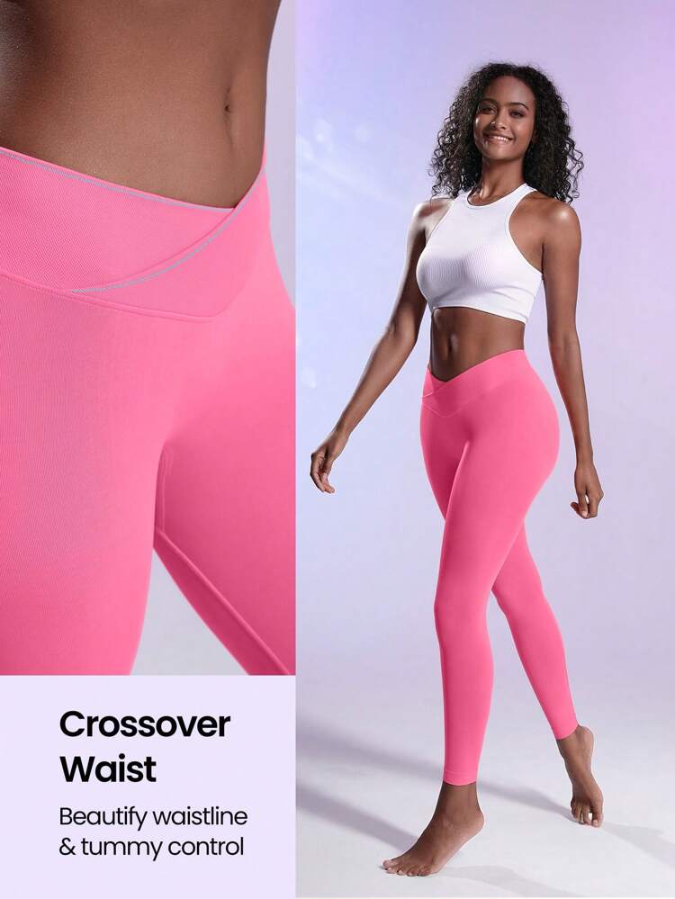 Ladies' Solid Color Asymmetric Waist Sports Leggings