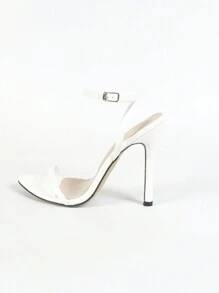 Jin Bei Qi Women's Strap Round Toe Slim High Heel Sandals, Sexy Fashionable Elegant Party Comfortable Gold High Heels,Spring Summer Outfits - White - View 8