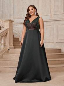 SHEIN Belle Robe De Soirée Élégante Grande Taille De Ligne A Et À Paillettes Colorées - Multicolore - Voir 2