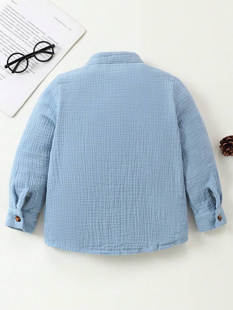 Young Boy's Solid Color Long Sleeve Single-Breasted Casual Shirt, Suitable For Getaway, Holiday, Travel, Relax, Sunbathing, Summer