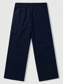 ROMWE MEN Street Life Celana Pria Kolor Kantong Huruf Casual - Biru - View 2