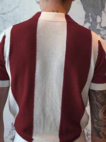 男式撞色 Polo 领短袖针织上衣