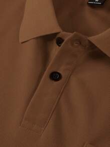 Manfinity Homme Polo De Manga Corta De Color Liso Para Hombre - Marrón - Ver 4