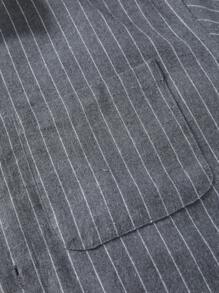 Manfinity Mode 男士豎條紋羈扣襯衫 - 灰色 - 查看 5