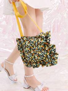SHEIN MOD Floral Print Shopping Bag Women Shoulder Bag For School,College, For Summer - Multicolor - View 4