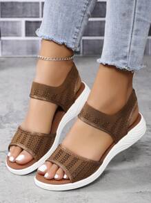 Của phụ nữ Thoáng khí Dép xăng đan Với Đàn hồi Rộng Dây đai , Giải trí Và Điền kinh - màu nâu - Xem 1