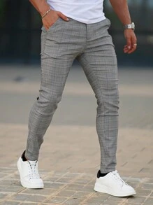 Pantalones Chinos Ajustados Para Hombre - Gris - Ver 3