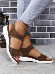 Của phụ nữ Thoáng khí Dép xăng đan Với Đàn hồi Rộng Dây đai , Giải trí Và Điền kinh - màu nâu - Xem 3