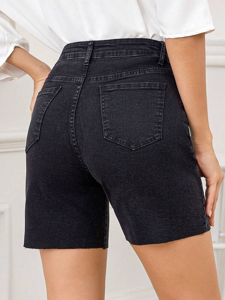 Straight Leg Casual Denim Shorts