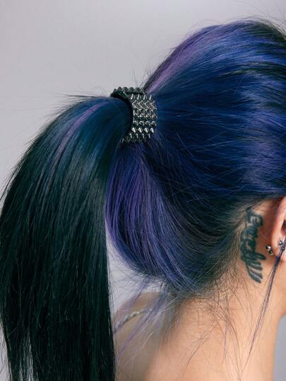 Grunge Punk 1pc Rivet Decoration Wolf Teeth Hair Tie Street Ponytail Holders Hair Elastics Hair Rubber Bands Scrunchies Hair Rope Elastic Hair Tie