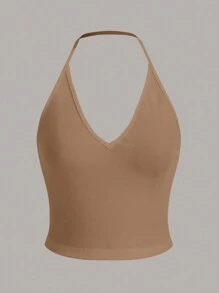 SHEIN EZwear Multicolor Women's Multicolor Knitted Halter Tank Top