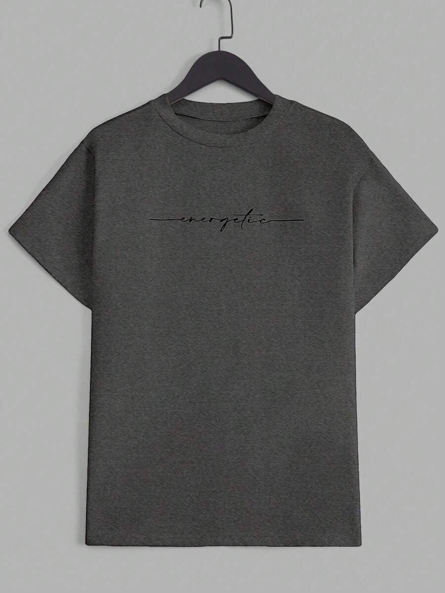 RueChic Men Letter Graphic Tee - Dark Grey - View 1