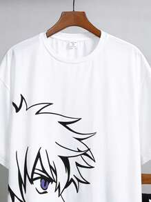 SHEIN 青少年男孩休閒印花圓領T恤和針織短褲套裝 - 黑色 - 查看 6