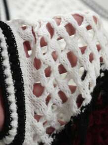 Manfinity RSRT Suéter de Crochet de Punto para Hombre con Rayas y Bloqueado de Colores