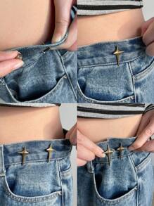 DAZY Yellow Star Shaped Button - Bronze - View 2