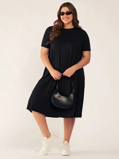 SHEIN BASICS Sukienki plus size Prosty Casual