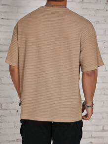 Manfinity Homme Men Solid Color Beach Plain Textured Short Sleeve T-Shirt, Boyfriend Gift, For Going Out, Holiday - Multicolor - View 2